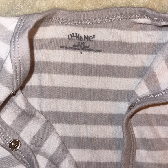 White with gray stripe one piece button up size six months - Picture 2 of 2